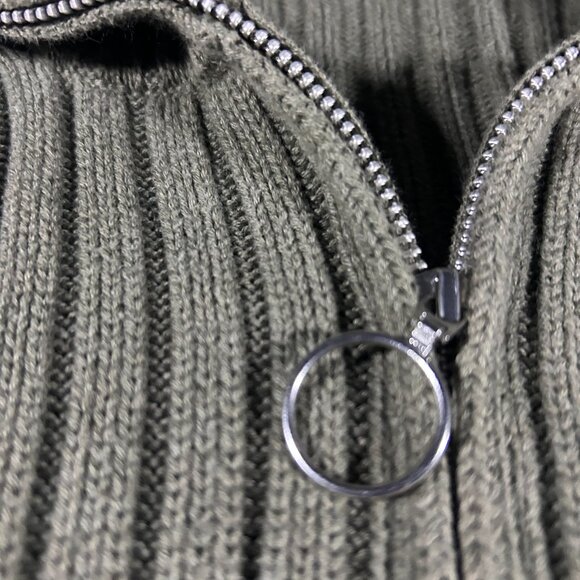 Vintage Gap Sweater Womens Size XL Green Ribbed Full Zip Mock Neck 90s Y2K 2002 - Picture 11 of 14